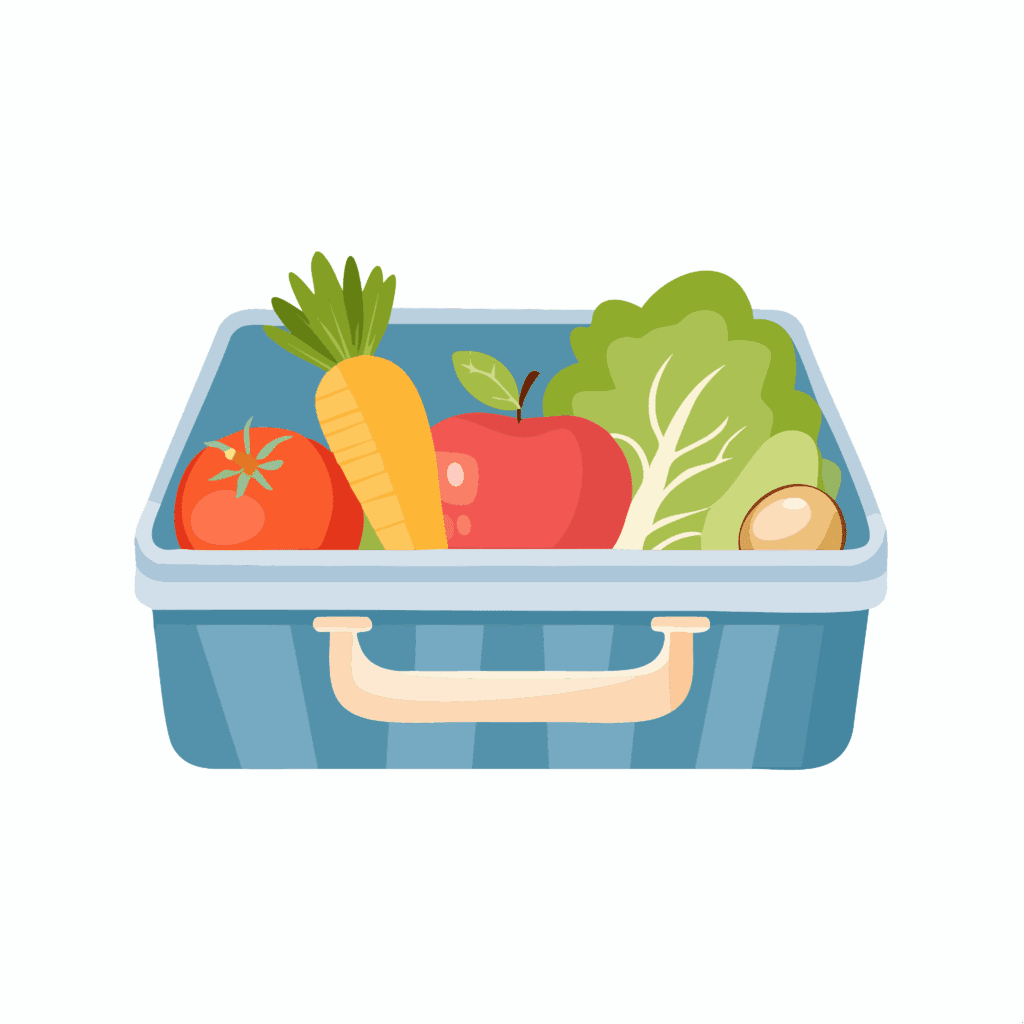 Box filled with vegetables